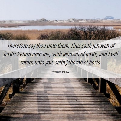 Picture 06 - Zechariah 1:3 ASV - Therefore say thou unto them, Thus saith Jehovah - Bible Verse Picture