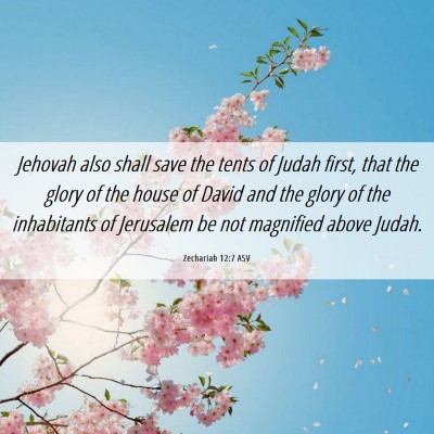 Picture 06 - Zechariah 12:7 ASV - Jehovah also shall save the tents of Judah first, - Bible Verse Picture