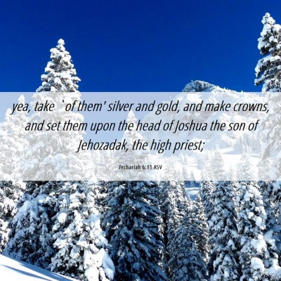 Picture 06 - Zechariah 6:11 ASV - yea, take `of them' silver and gold, and make - Bible Verse Picture