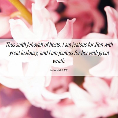 Picture 06 - Zechariah 8:2 ASV - Thus saith Jehovah of hosts: I am jealous for - Bible Verse Picture