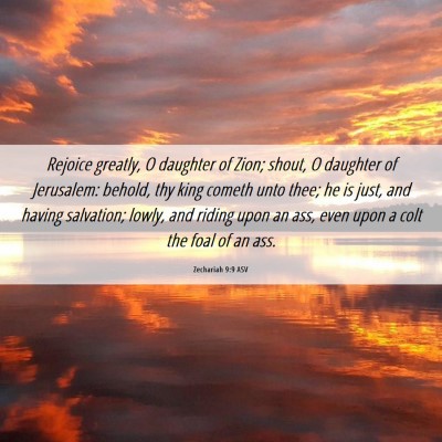 Picture 06 - Zechariah 9:9 ASV - Rejoice greatly, O daughter of Zion; shout, O - Bible Verse Picture