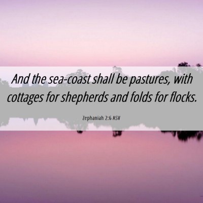Picture 06 - Zephaniah 2:6 ASV - And the sea-coast shall be pastures, with - Bible Verse Picture