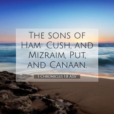 Picture 07 - 1 Chronicles 1:8 ASV - The sons of Ham: Cush, and Mizraim, Put, and - Bible Verse Picture