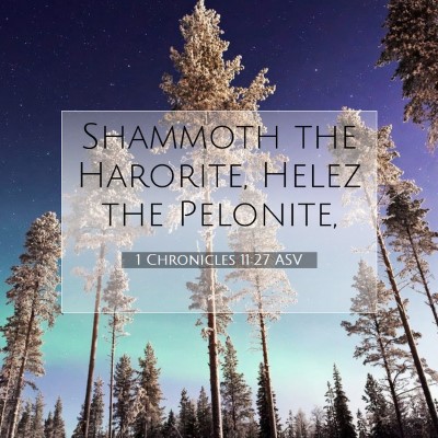 Picture 07 - 1 Chronicles 11:27 ASV - Shammoth the Harorite, Helez the - Bible Verse Picture