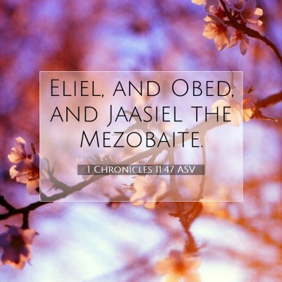 Picture 07 - 1 Chronicles 11:47 ASV - Eliel, and Obed, and Jaasiel the - Bible Verse Picture