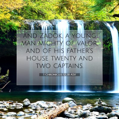 Picture 07 - 1 Chronicles 12:28 ASV - and Zadok, a young man mighty of valor, and of - Bible Verse Picture