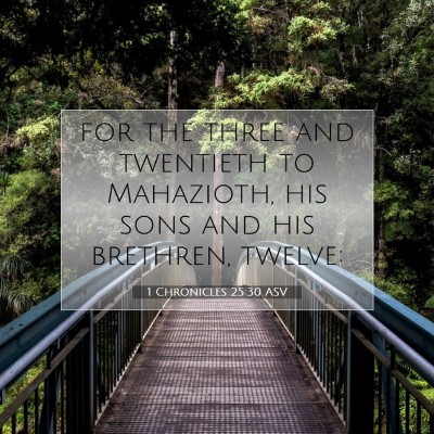 Picture 07 - 1 Chronicles 25:30 ASV - for the three and twentieth to Mahazioth, his - Bible Verse Picture