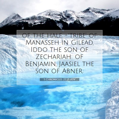 Picture 07 - 1 Chronicles 27:21 ASV - of the half -`tribe' of Manasseh in Gilead, Iddo - Bible Verse Picture