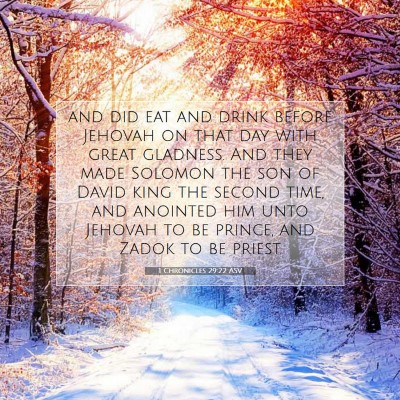 Picture 07 - 1 Chronicles 29:22 ASV - and did eat and drink before Jehovah on that day - Bible Verse Picture