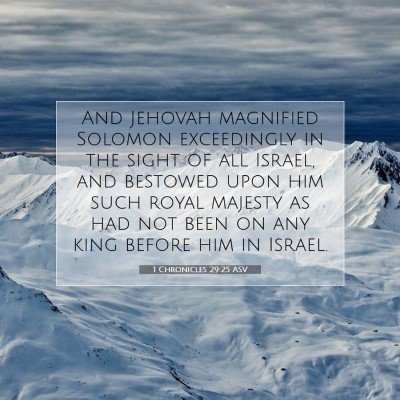 Picture 07 - 1 Chronicles 29:25 ASV - And Jehovah magnified Solomon exceedingly in the - Bible Verse Picture