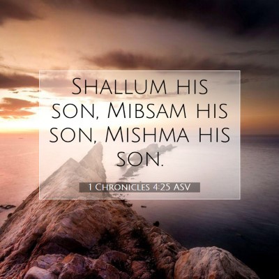 Picture 07 - 1 Chronicles 4:25 ASV - Shallum his son, Mibsam his son, Mishma his - Bible Verse Picture
