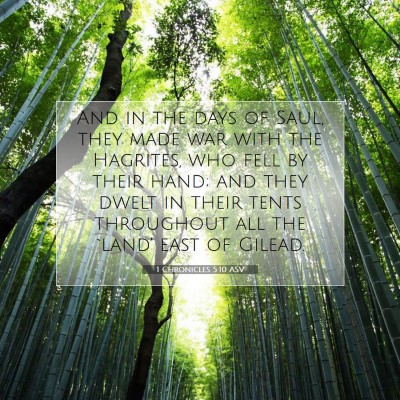 Picture 07 - 1 Chronicles 5:10 ASV - And in the days of Saul, they made war with the - Bible Verse Picture