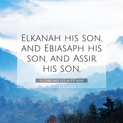 Picture 07 - 1 Chronicles 6:23 ASV - Elkanah his son, and Ebiasaph his son, and Assir - Bible Verse Picture