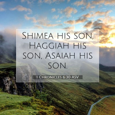 Picture 07 - 1 Chronicles 6:30 ASV - Shimea his son, Haggiah his son, Asaiah his - Bible Verse Picture