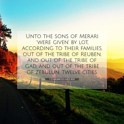 Picture 07 - 1 Chronicles 6:63 ASV - Unto the sons of Merari `were given' by lot, - Bible Verse Picture