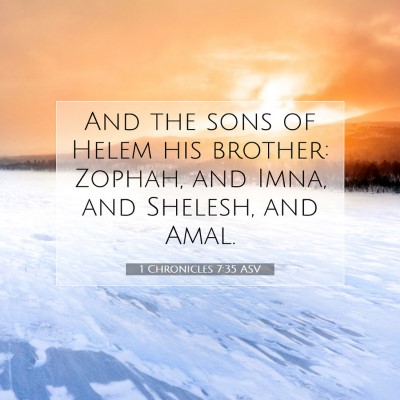 Picture 07 - 1 Chronicles 7:35 ASV - And the sons of Helem his brother: Zophah, and - Bible Verse Picture
