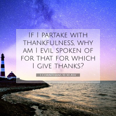 Picture 07 - 1 Corinthians 10:30 ASV - If I partake with thankfulness, why am I evil - Bible Verse Picture