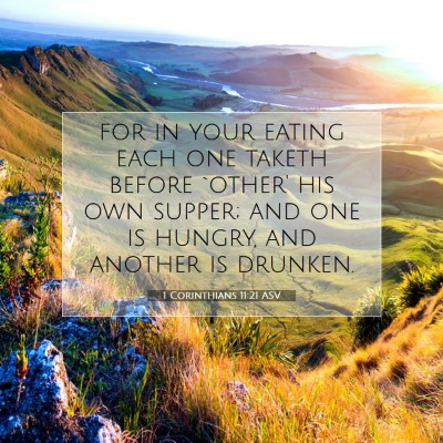 Picture 07 - 1 Corinthians 11:21 ASV - for in your eating each one taketh before `other' - Bible Verse Picture