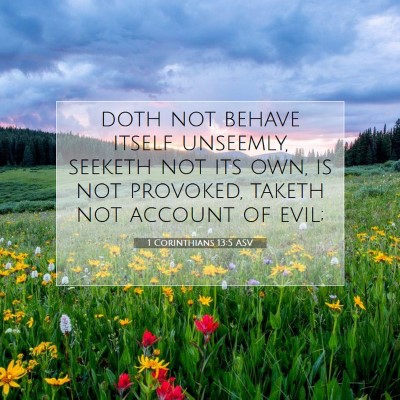 Picture 07 - 1 Corinthians 13:5 ASV - doth not behave itself unseemly, seeketh not its - Bible Verse Picture