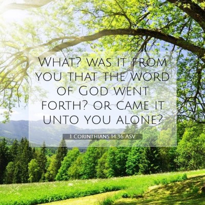 Picture 07 - 1 Corinthians 14:36 ASV - What? was it from you that the word of God went - Bible Verse Picture