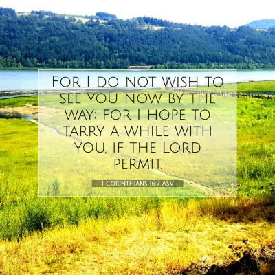 Picture 07 - 1 Corinthians 16:7 ASV - For I do not wish to see you now by the way; for - Bible Verse Picture