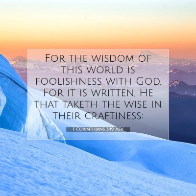 Picture 07 - 1 Corinthians 3:19 ASV - For the wisdom of this world is foolishness with - Bible Verse Picture