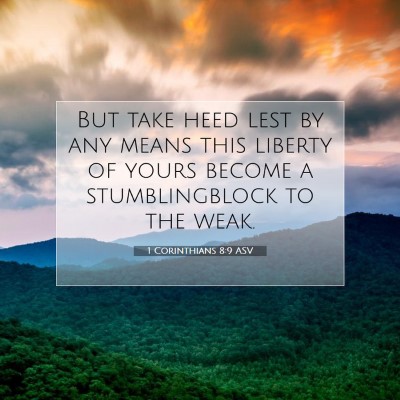 Picture 07 - 1 Corinthians 8:9 ASV - But take heed lest by any means this liberty of - Bible Verse Picture