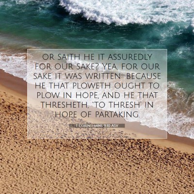 Picture 07 - 1 Corinthians 9:10 ASV - or saith he it assuredly for our sake? Yea, for - Bible Verse Picture