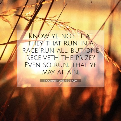Picture 07 - 1 Corinthians 9:24 ASV - Know ye not that they that run in a race run all, - Bible Verse Picture