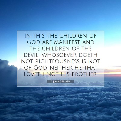 Picture 07 - 1 John 3:10 ASV - In this the children of God are manifest, and the - Bible Verse Picture