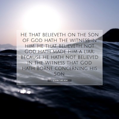 Picture 07 - 1 John 5:10 ASV - He that believeth on the Son of God hath the - Bible Verse Picture