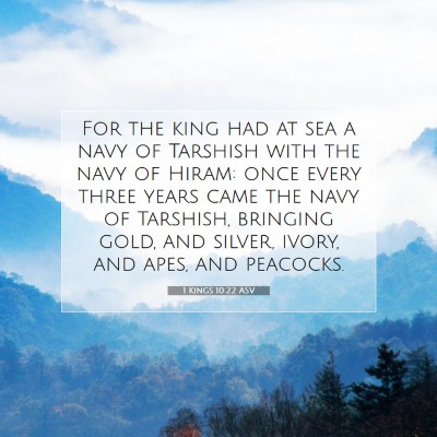 Picture 07 - 1 Kings 10:22 ASV - For the king had at sea a navy of Tarshish with - Bible Verse Picture