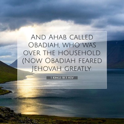 Picture 07 - 1 Kings 18:3 ASV - And Ahab called Obadiah, who was over the - Bible Verse Picture
