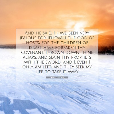 Picture 07 - 1 Kings 19:14 ASV - And he said, I have been very jealous for - Bible Verse Picture