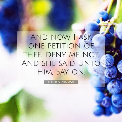 Picture 07 - 1 Kings 2:16 ASV - And now I ask one petition of thee; deny me not. - Bible Verse Picture