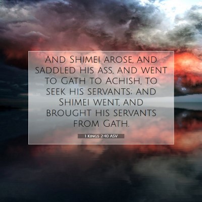 Picture 07 - 1 Kings 2:40 ASV - And Shimei arose, and saddled his ass, and went - Bible Verse Picture