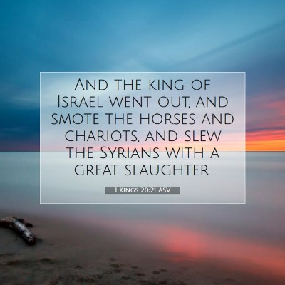 Picture 07 - 1 Kings 20:21 ASV - And the king of Israel went out, and smote the - Bible Verse Picture