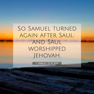 Picture 07 - 1 Samuel 15:31 ASV - So Samuel turned again after Saul; and Saul - Bible Verse Picture