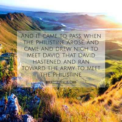 Picture 07 - 1 Samuel 17:48 ASV - And it came to pass, when the Philistine arose, - Bible Verse Picture