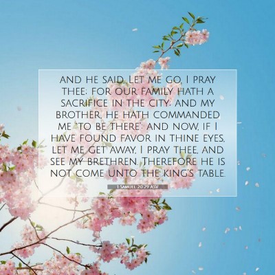 Picture 07 - 1 Samuel 20:29 ASV - and he said, Let me go, I pray thee; for our - Bible Verse Picture
