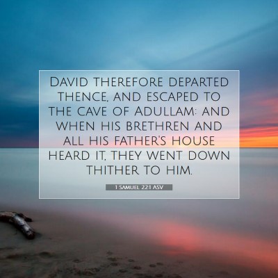 Picture 07 - 1 Samuel 22:1 ASV - David therefore departed thence, and escaped to - Bible Verse Picture