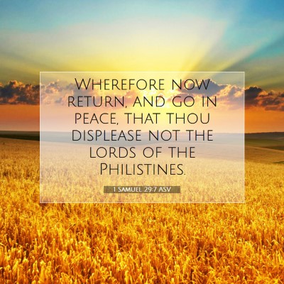 Picture 07 - 1 Samuel 29:7 ASV - Wherefore now return, and go in peace, that thou - Bible Verse Picture