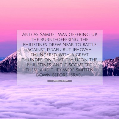 Picture 07 - 1 Samuel 7:10 ASV - And as Samuel was offering up the burnt-offering, - Bible Verse Picture