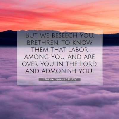 Picture 07 - 1 Thessalonians 5:12 ASV - But we beseech you, brethren, to know them that - Bible Verse Picture