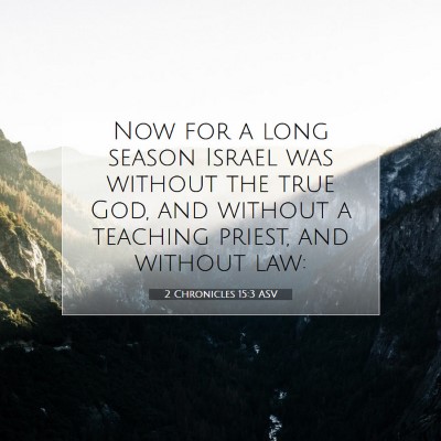 Picture 07 - 2 Chronicles 15:3 ASV - Now for a long season Israel was without the true - Bible Verse Picture
