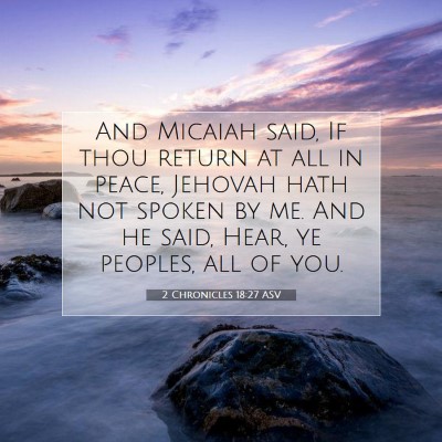 Picture 07 - 2 Chronicles 18:27 ASV - And Micaiah said, If thou return at all in peace, - Bible Verse Picture