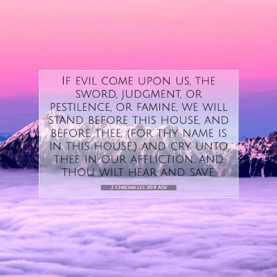 Picture 07 - 2 Chronicles 20:9 ASV - If evil come upon us, the sword, judgment, or - Bible Verse Picture