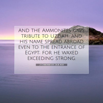 Picture 07 - 2 Chronicles 26:8 ASV - And the Ammonites gave tribute to Uzziah: and his - Bible Verse Picture