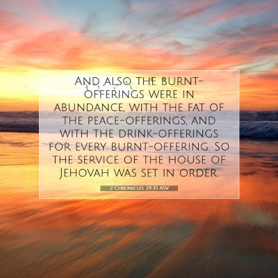 Picture 07 - 2 Chronicles 29:35 ASV - And also the burnt-offerings were in abundance, - Bible Verse Picture