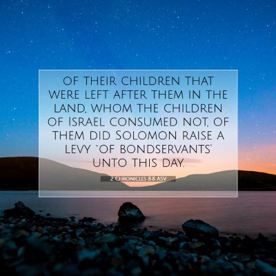 Picture 07 - 2 Chronicles 8:8 ASV - of their children that were left after them in - Bible Verse Picture
